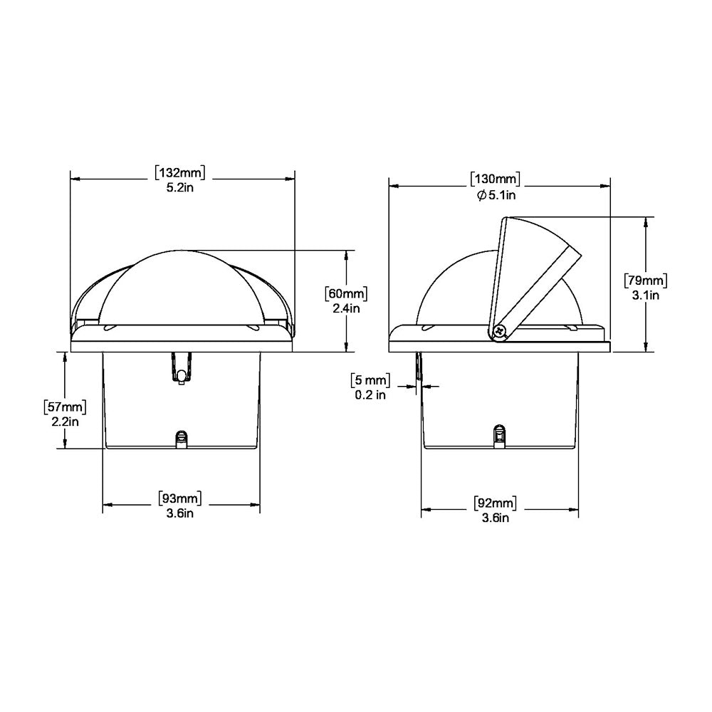 Ritchie HF743 Helmsman Combidial Compass Flush Mount Black HF743