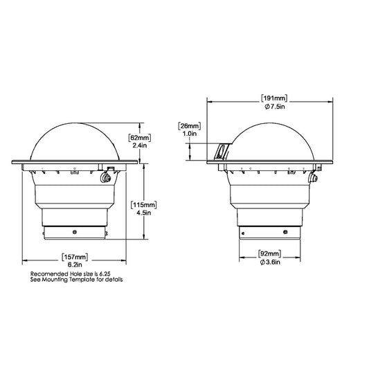 Ritchie FB500 Globemaster Compass Flush Mount Black 12V 5 Degree Card FB500