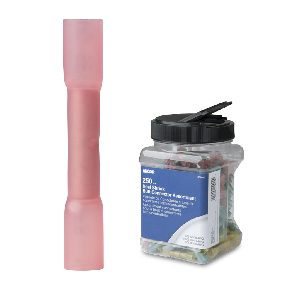 Ancor 2218 AWG Heat Shrink Butt Connector 250Pieces Jar 309001