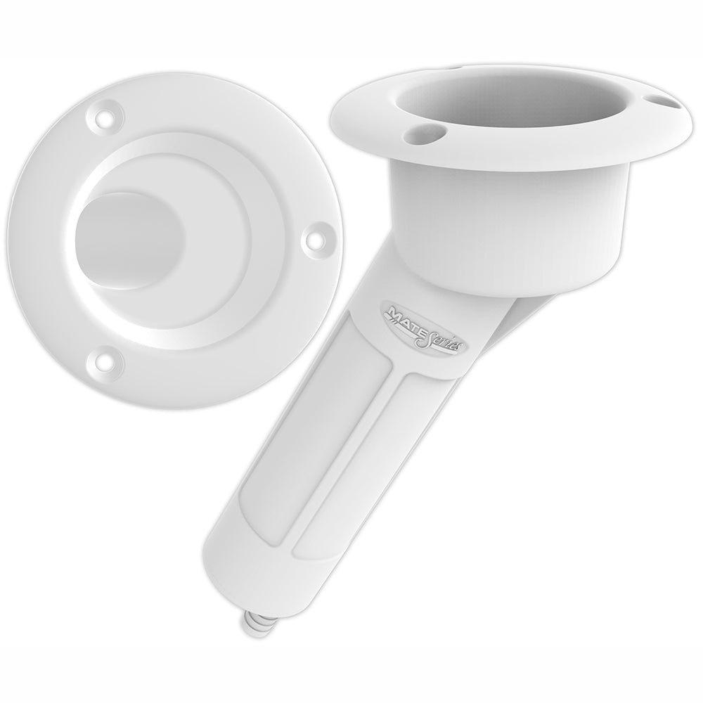 Mate Series Plastic 30 Rod Cup Holder Drain Round Top White P1030DW