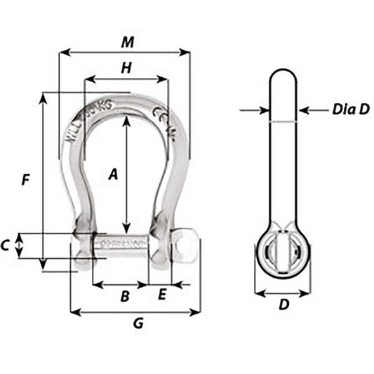 Wichard SelfLocking Bow Shackle Diameter 8mm 516 1244W