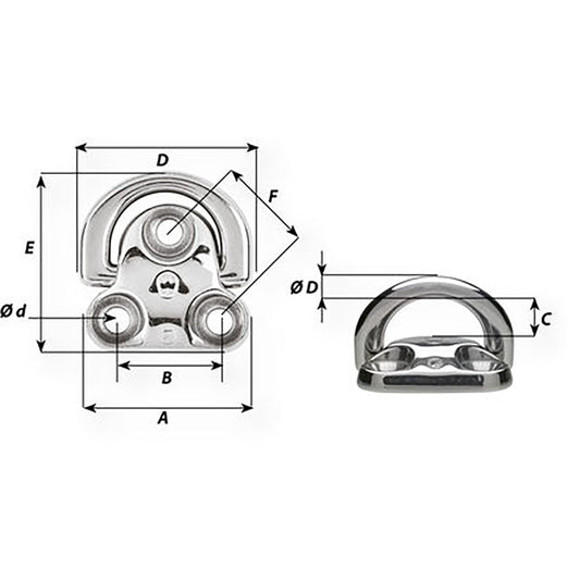 Wichard Folding Pad Eye Diameter 2564 6606W