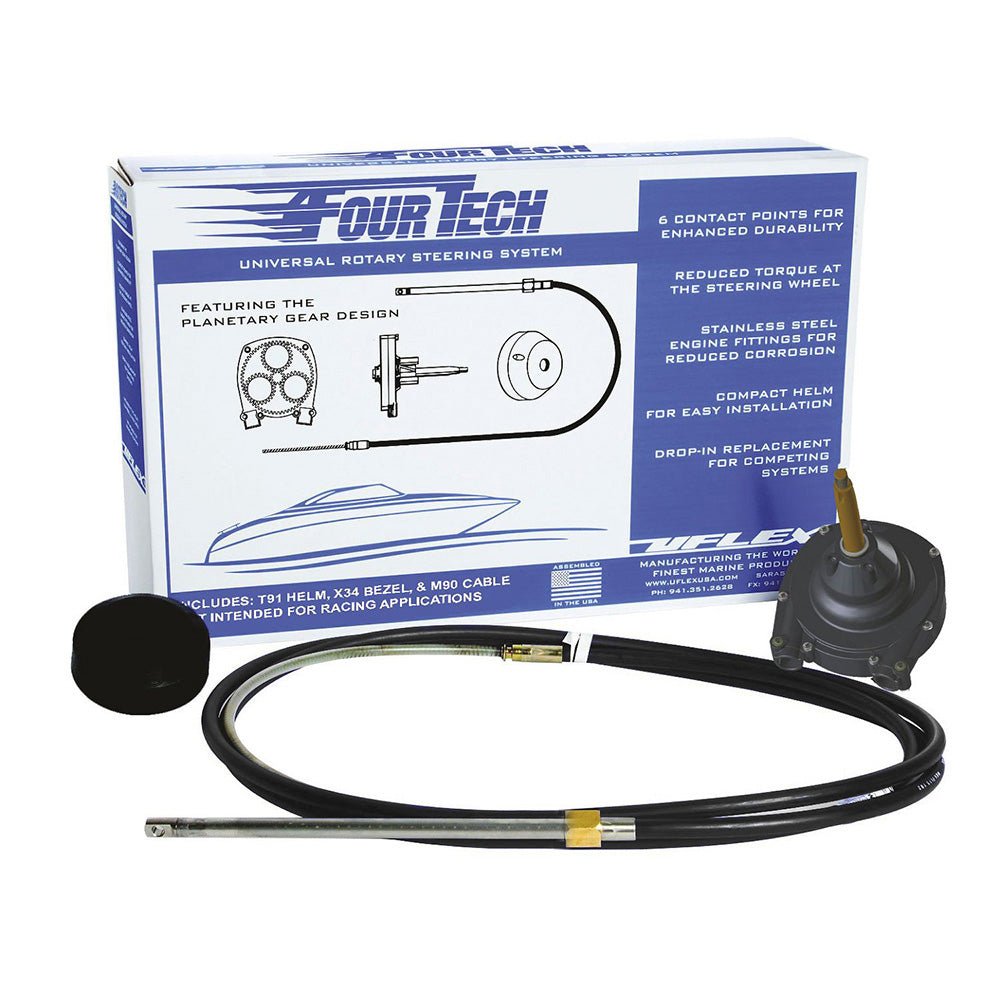 Uflex Fourtech 14 Black Mach Rotary Steering System wHelm Bezel Cable FOURTECHBLK14