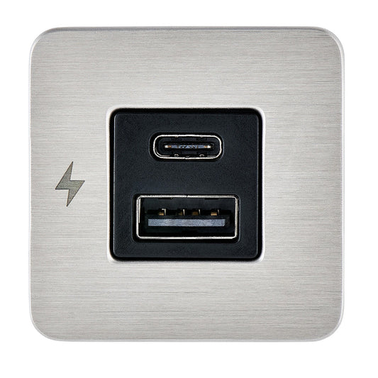 Scanstrut TILE USBAUSBC Interior Charging Socket  1224V  Stainless Steel Bezel SCTILE11