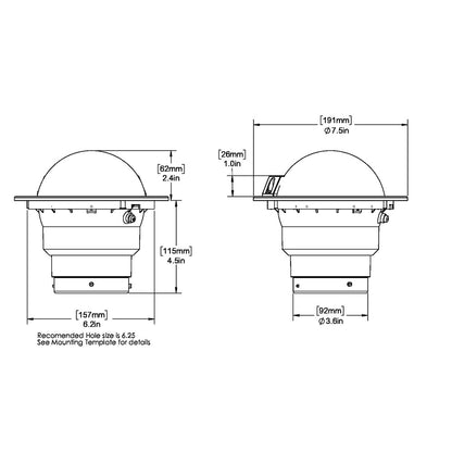 Ritchie FB500 Globemaster Compass  Flush Mount  Black  12V  5 Degree Card FB500