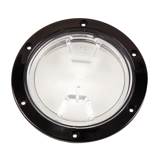Beckson 4 Clear Center Screw Out Deck Plate  Black DP40BC