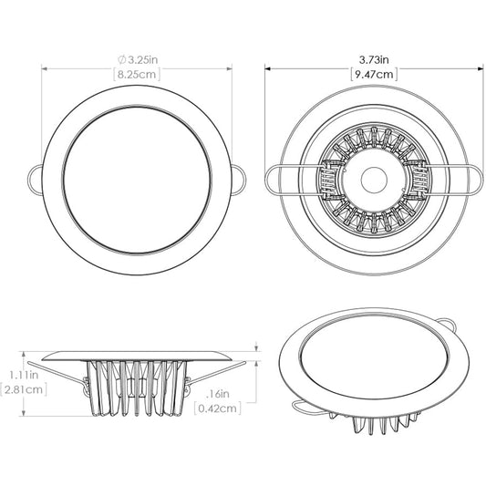 Lumitec Mirage Flush Mount Down Light Glass FinishWhite Bezel Warm White Dimming 113129