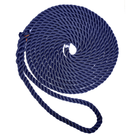 New England Ropes 38 Premium 3Strand Dock Line  Navy Blue  25 C60531200025