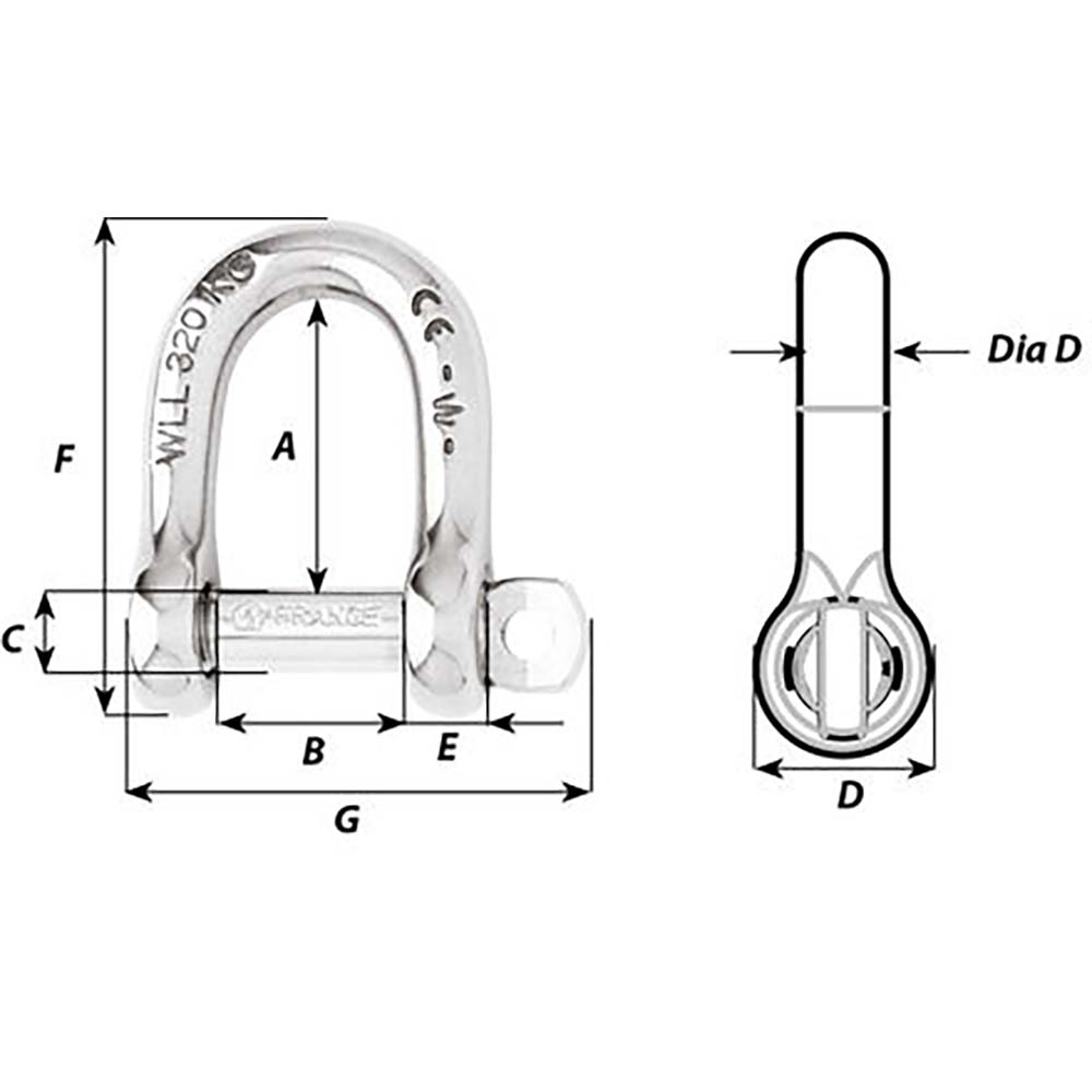 Wichard SelfLocking D Shackle  Diameter 5mm  316 1202W