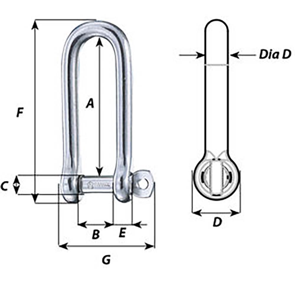 Wichard Captive Pin Long D Shackle  Diameter 5mm  316 1412W