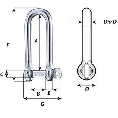 Wichard Captive Pin Long D Shackle  Diameter 10mm  1332 1415W